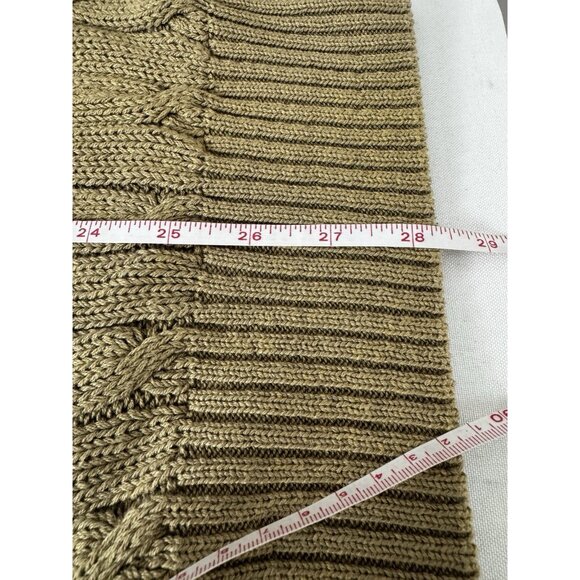 VTG Womens Tan Cable Knit Turtleneck Sweater L Coastal Grandma Preppy Fisherman - Picture 6 of 6